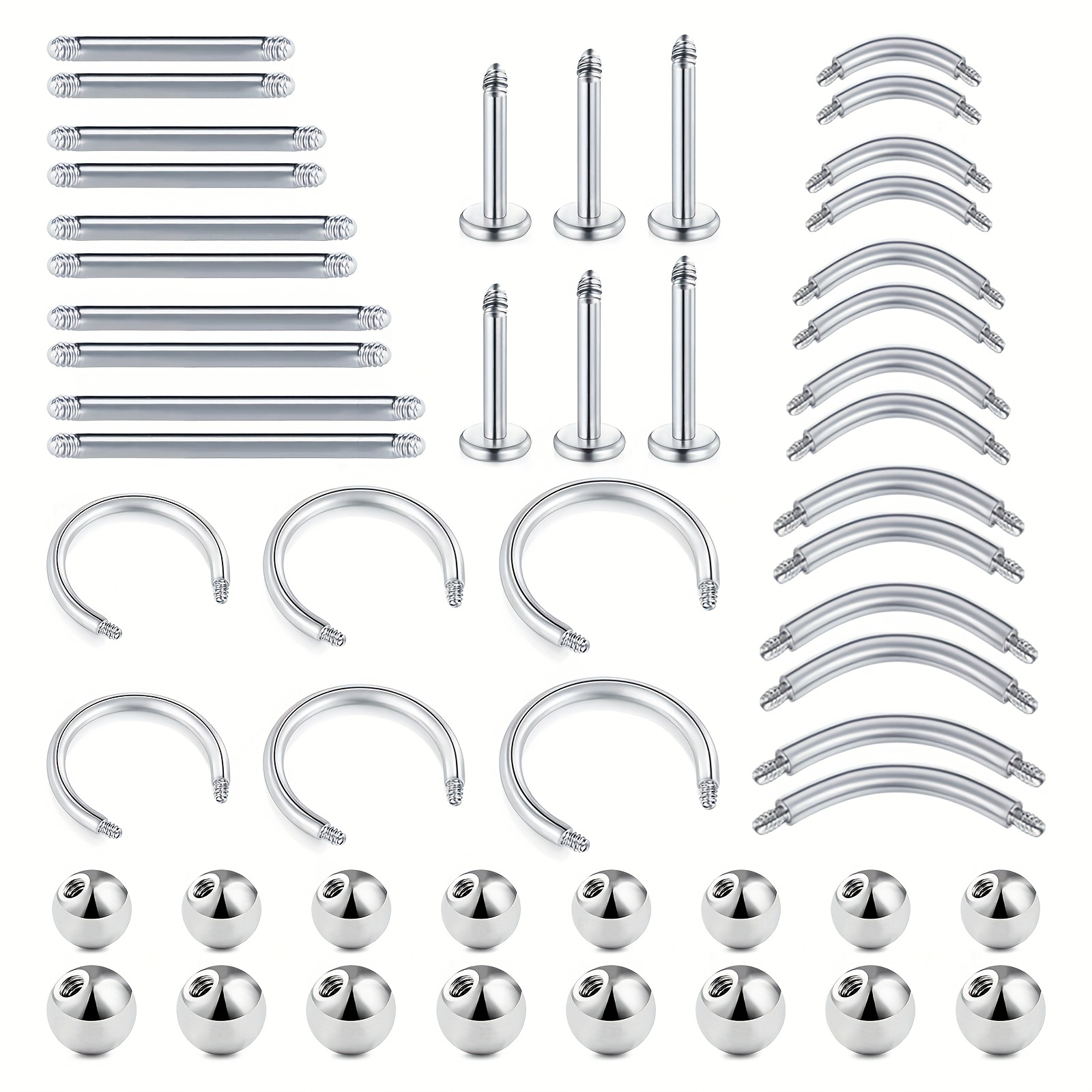 Body Jewelry Industrial - Juego de barras de acero inoxidable