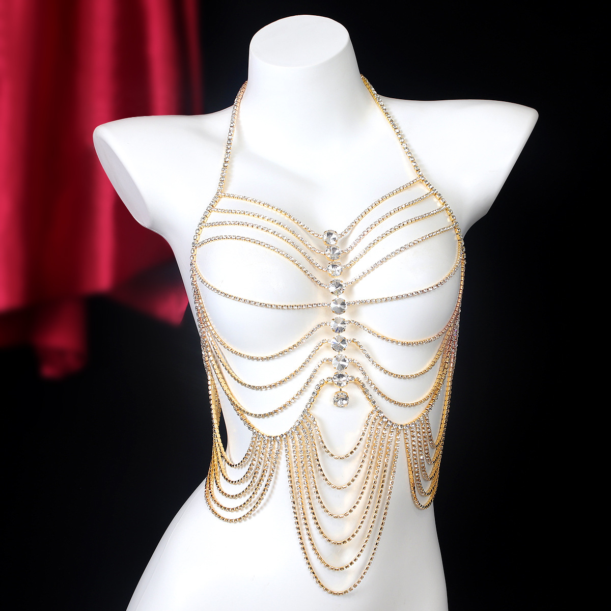 Body Jewelry Rhinestone - Lujosa cadena de pecho de diamantes