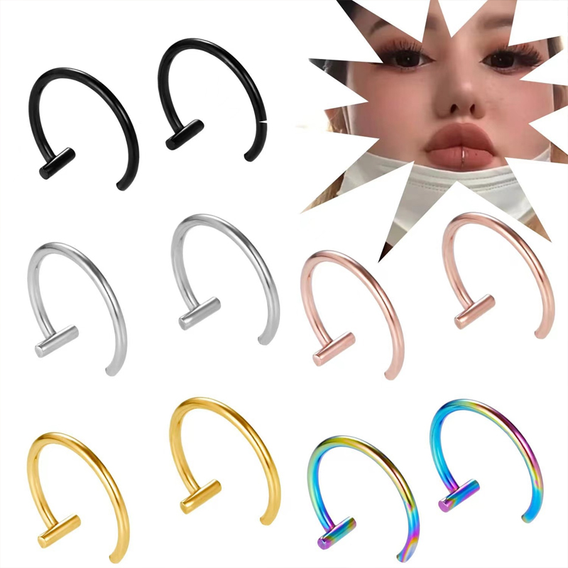 Body Jewelry And Earrings - Pendientes de aro abierto de acero