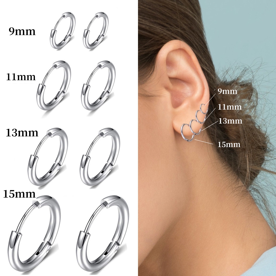 Helix Cartilage Ring - Huggies redondos de Color plateado sólido
