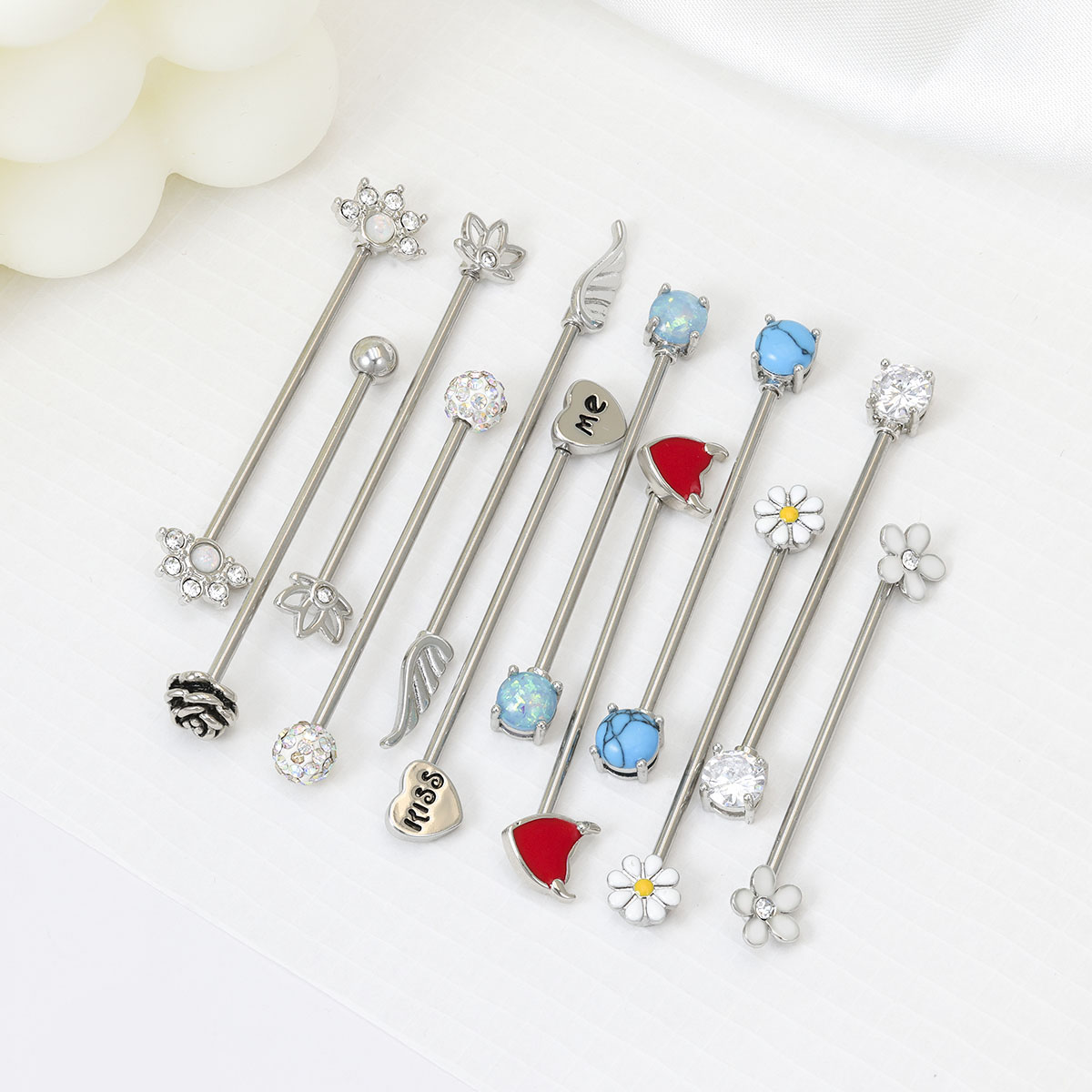 Body Jewelry Industrial - 16G flechas corazones barra Industrial acero