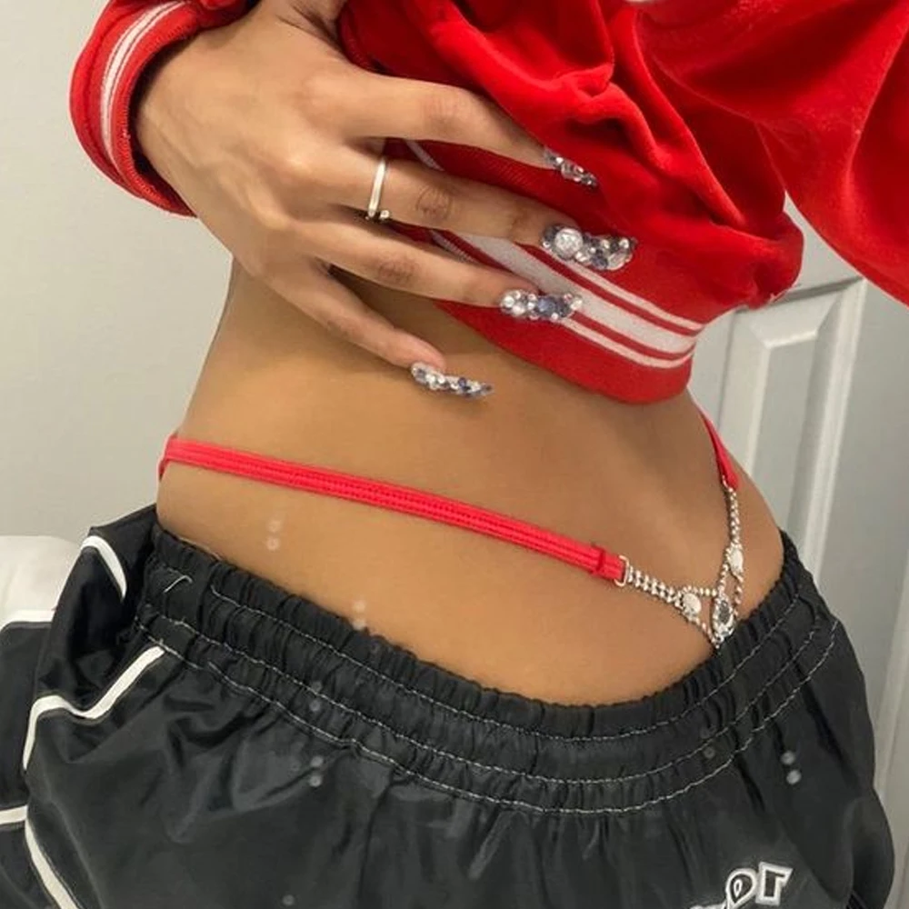 Body Jewelry Rhinestone - Tanga redonda Sexy con diamantes de