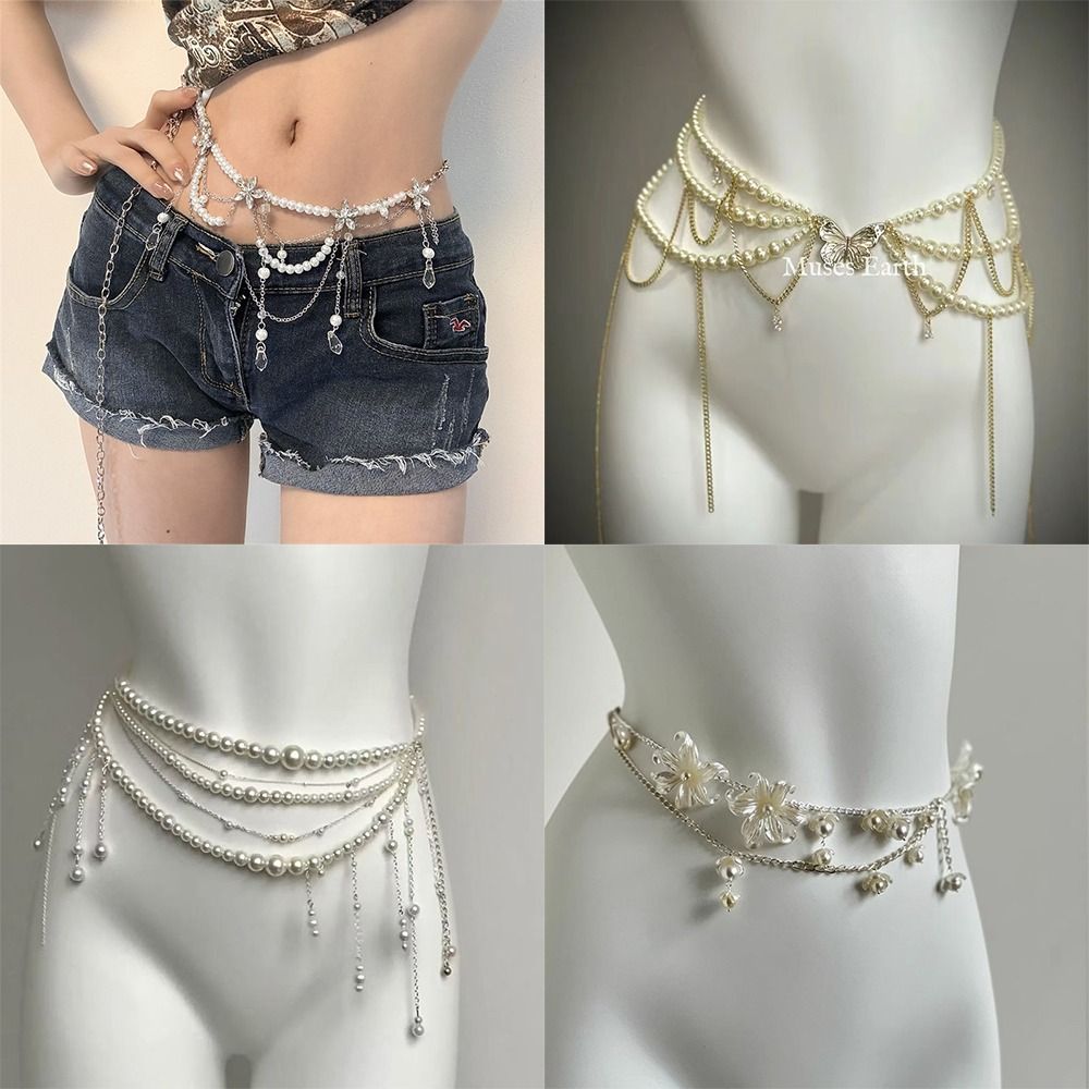 Body Jewelry Online - Cadenas de cintura con perlas elegantes