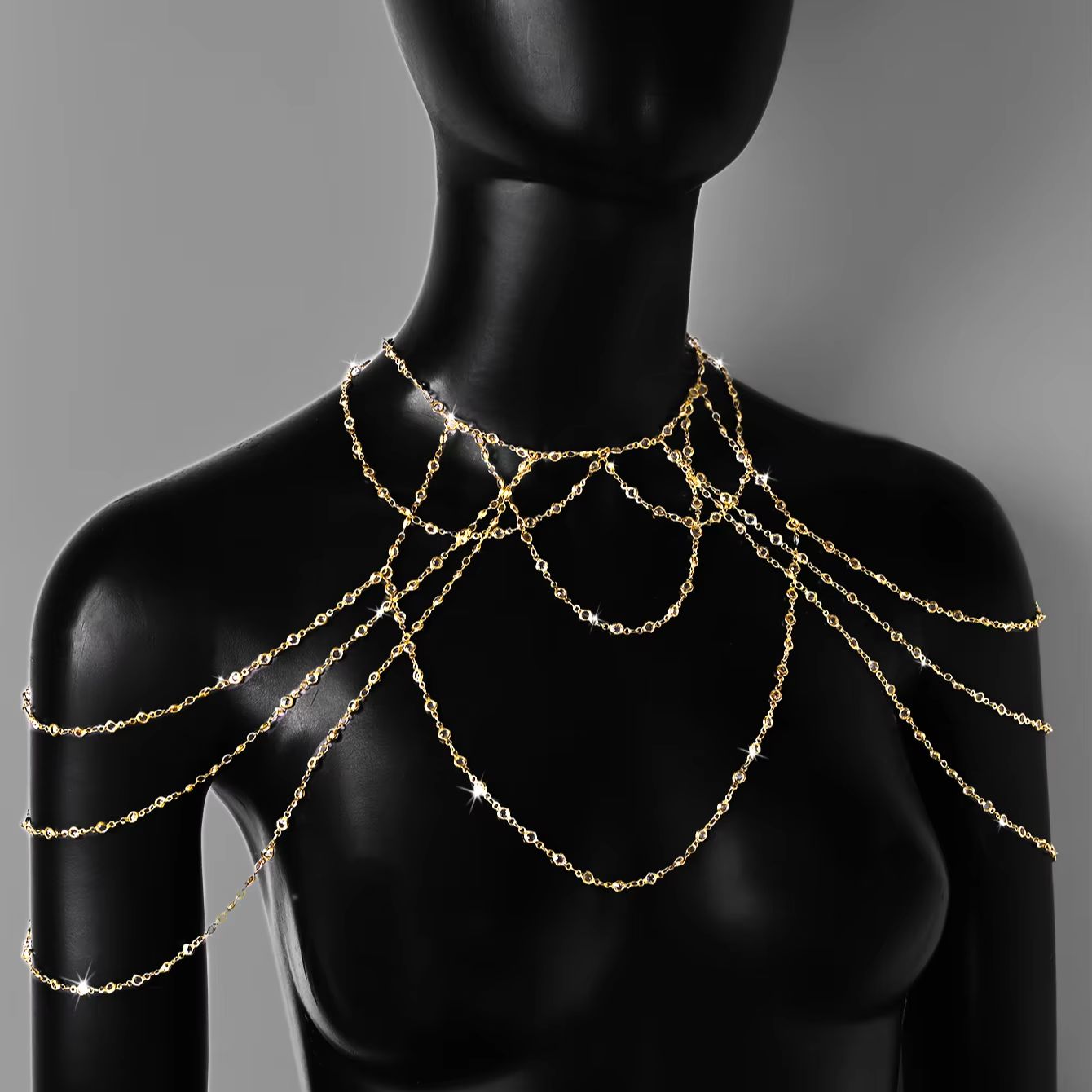 Cadena corporal de oro y plata - Body Jewelry Rhinestone reseña y precio