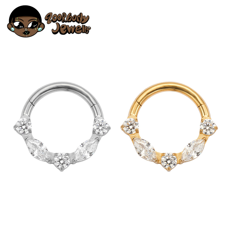 ASTM F136 titanio marquesa CZ  - Zoor Body Jewelry reseña y precio