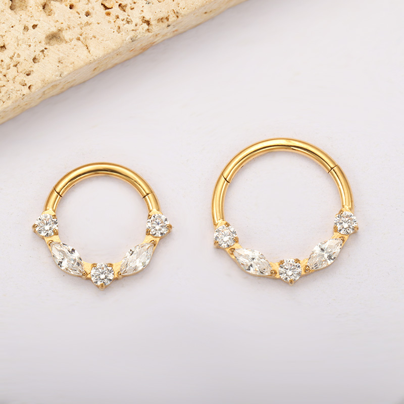 ASTM F136 titanio marquesa CZ  - Zoor Body Jewelry reseña y precio