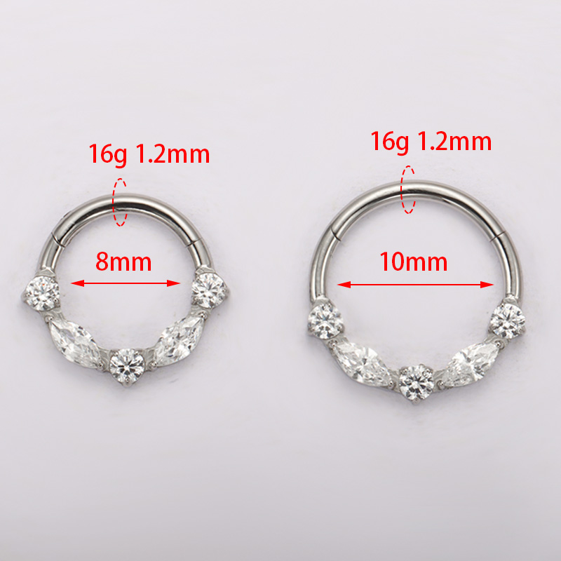ASTM F136 titanio marquesa CZ  - Zoor Body Jewelry reseña y precio