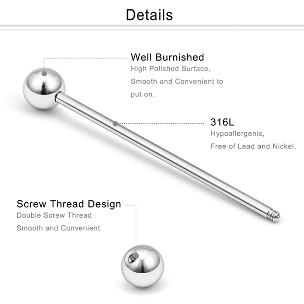 Bolas y púas de calibre 14, pe - Body Jewelry Industrial reseña y precio