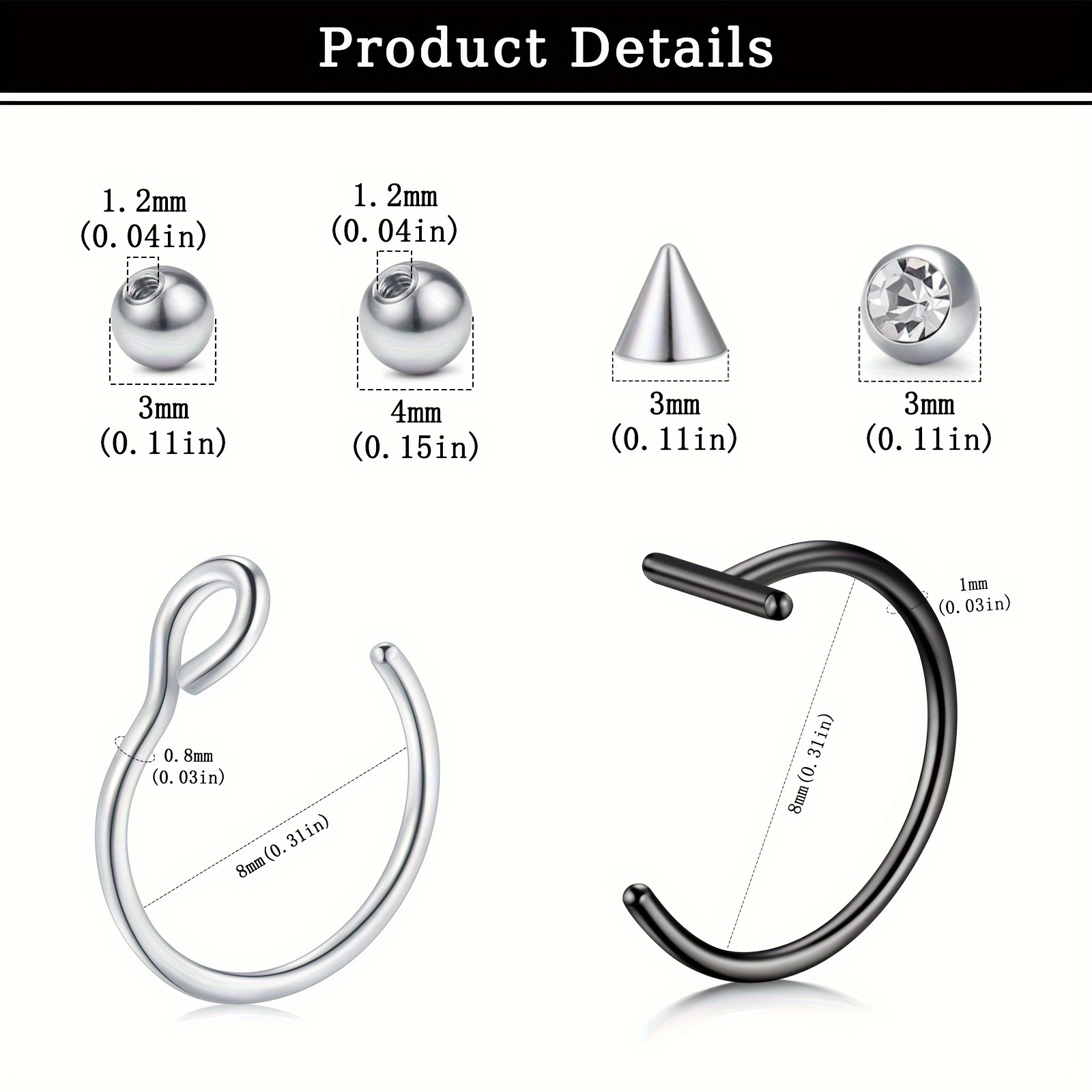 Piercings falsos, aro de labio - Body Jewelry And Earrings reseña y precio