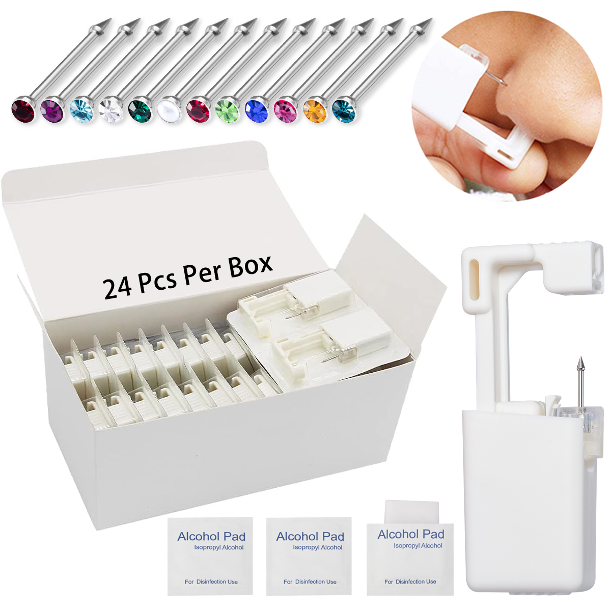 24 piezas/caja Pistola de perf - Body Jewelry Jewelry Box reseña y precio