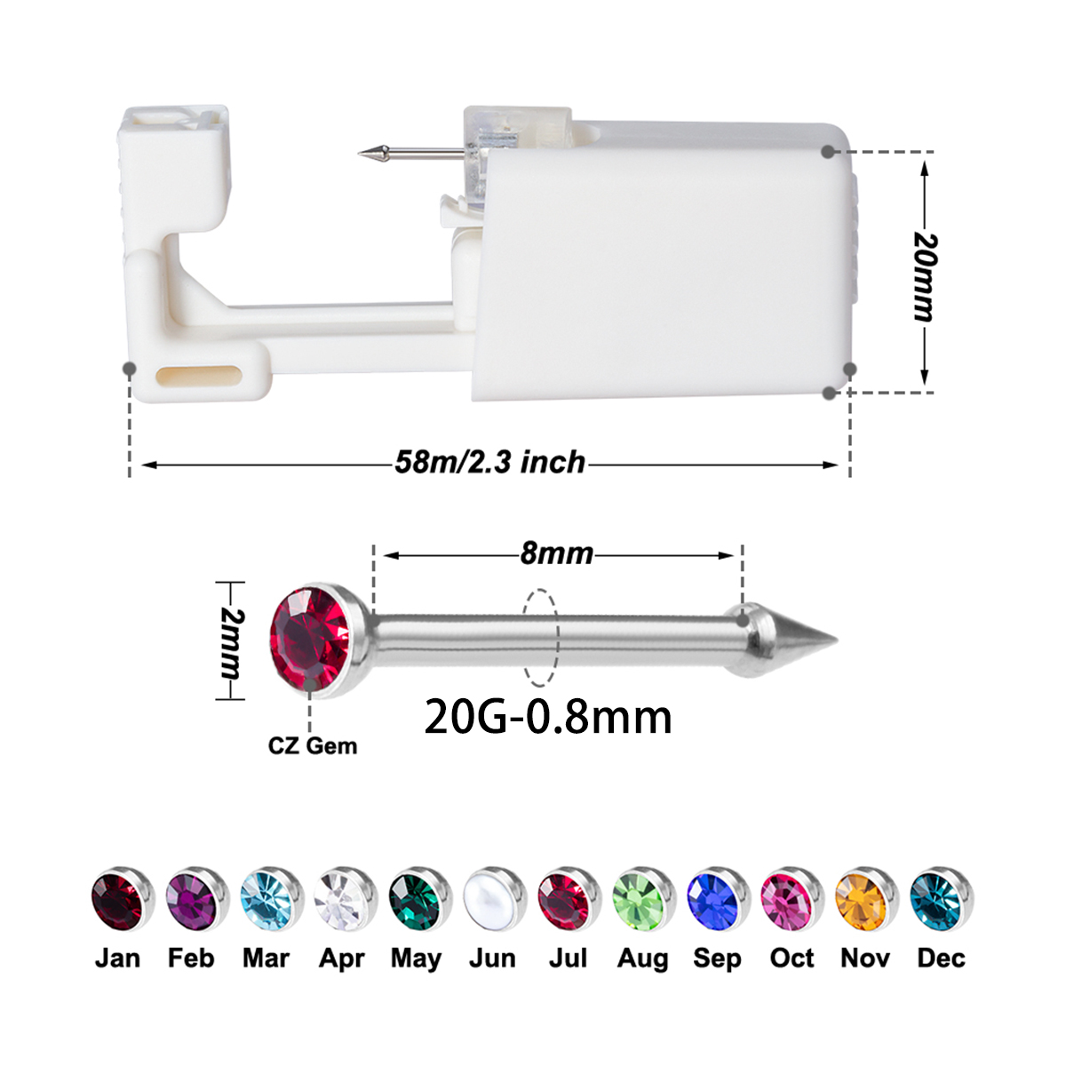 24 piezas/caja Pistola de perf - Body Jewelry Jewelry Box reseña y precio