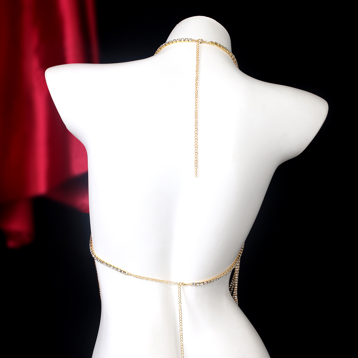Lujosa cadena de pecho de diam - Body Jewelry Rhinestone reseña y precio
