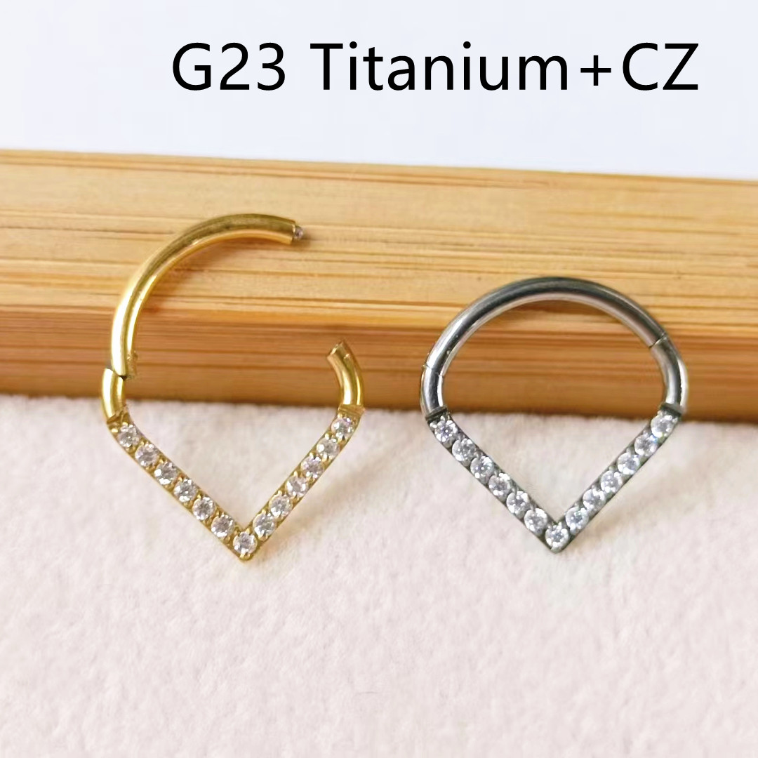 10 Uds G23 titanio F136 CZ cor - Clicker Ring Seamless reseña y precio