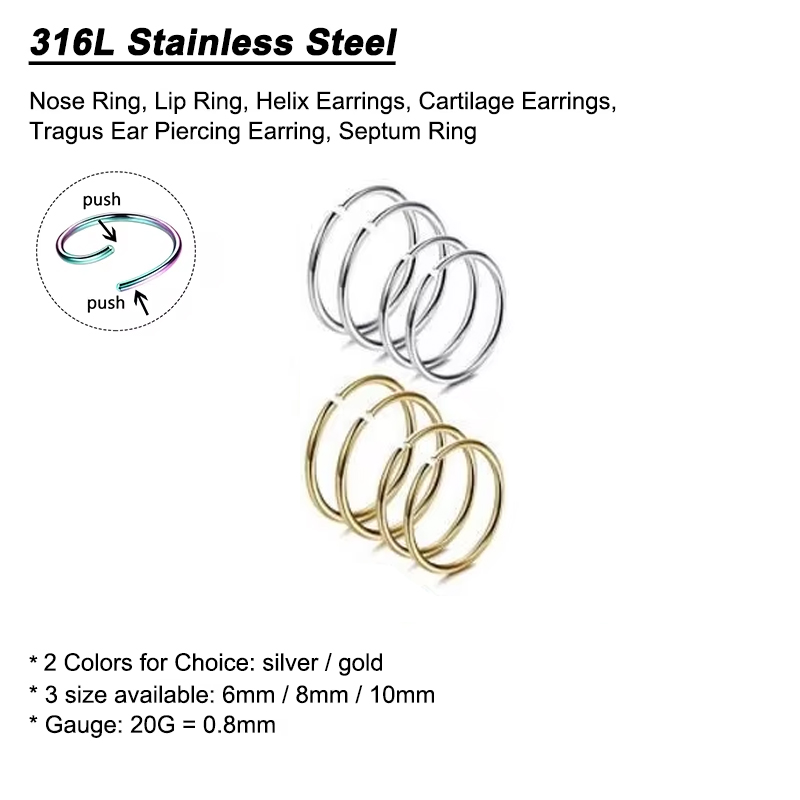 Lote de 6 Anillos Hipoalergéni - Body Jewelry And Earrings reseña y precio