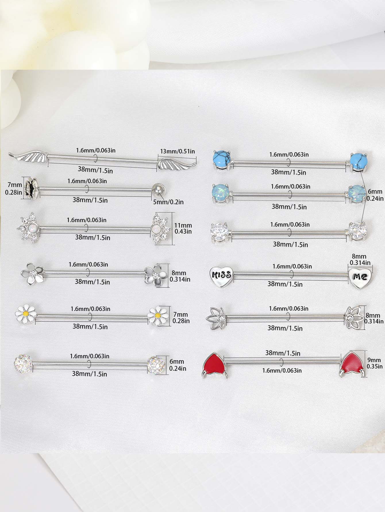 16G flechas corazones barra In - Body Jewelry Industrial reseña y precio