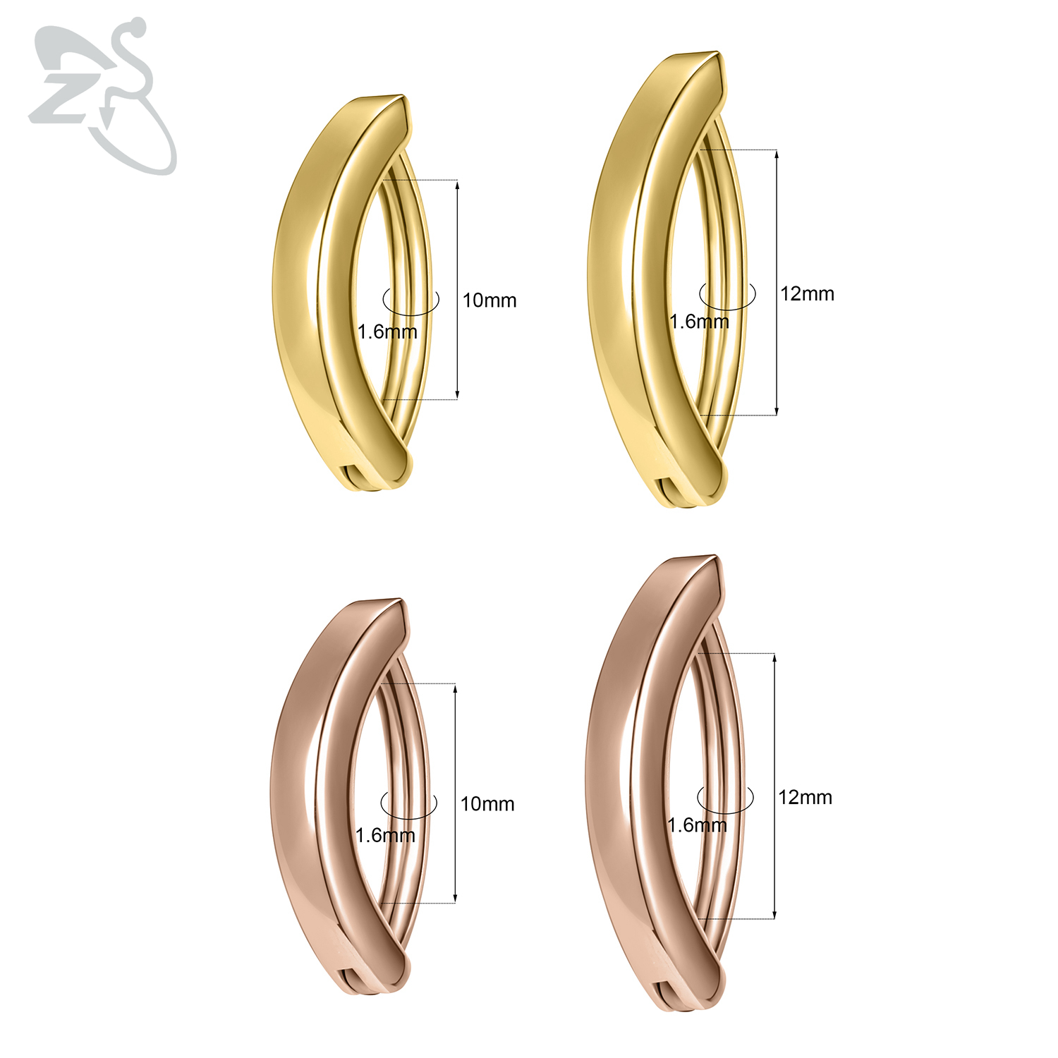 ZS 1 pieza Color dorado 14K 92 - Zs Body Jewelry reseña y precio